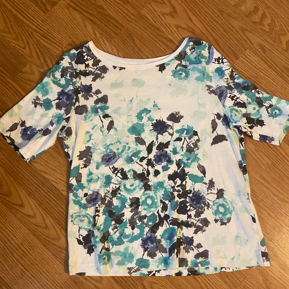 Croft & Barrow teal flower shirt - Picture 3 of 3